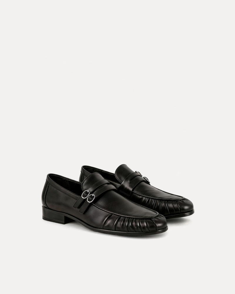 Vivian Buckle Loafers – Black