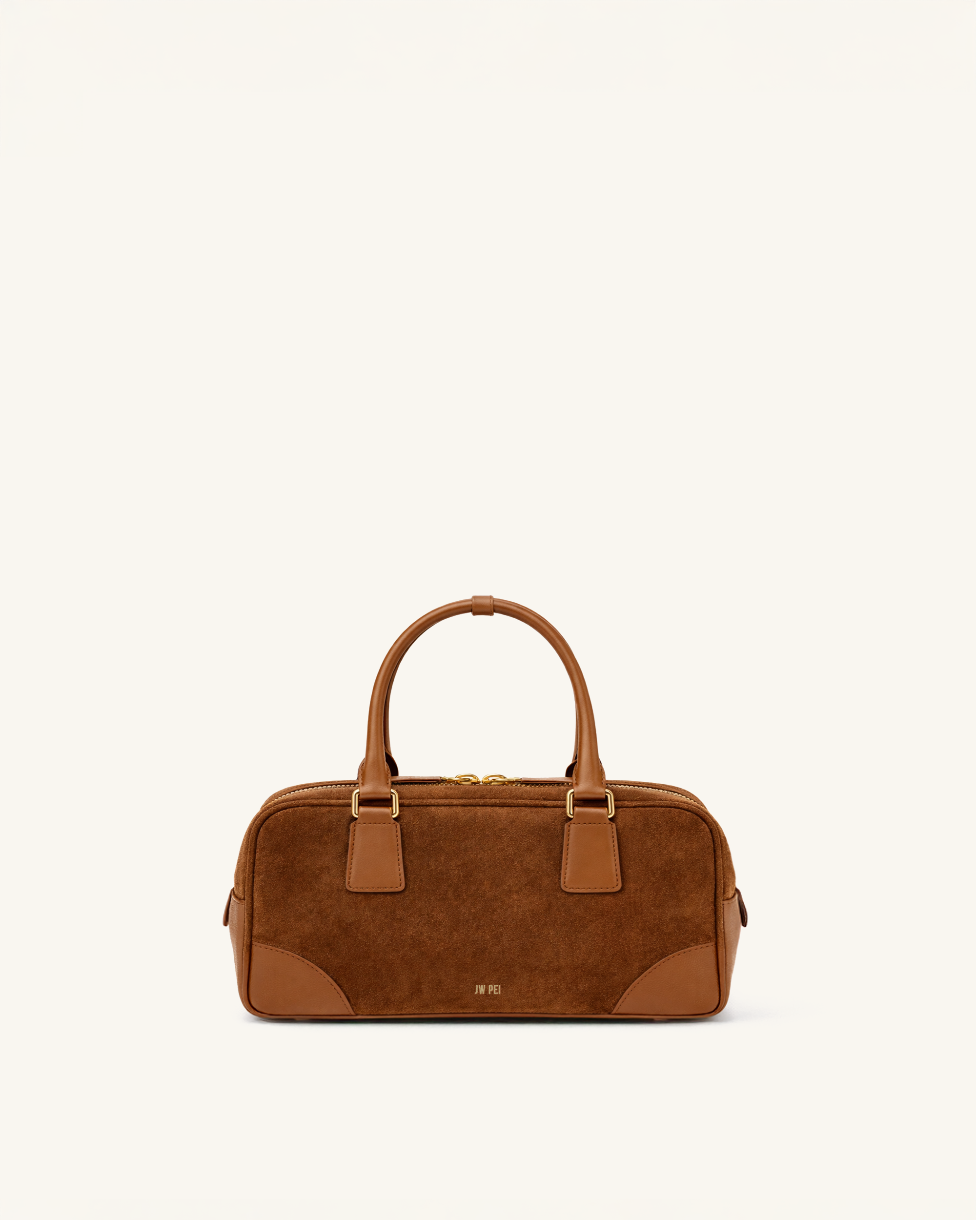 Ava Faux Suede Barrel Top Handle Bag - Brown