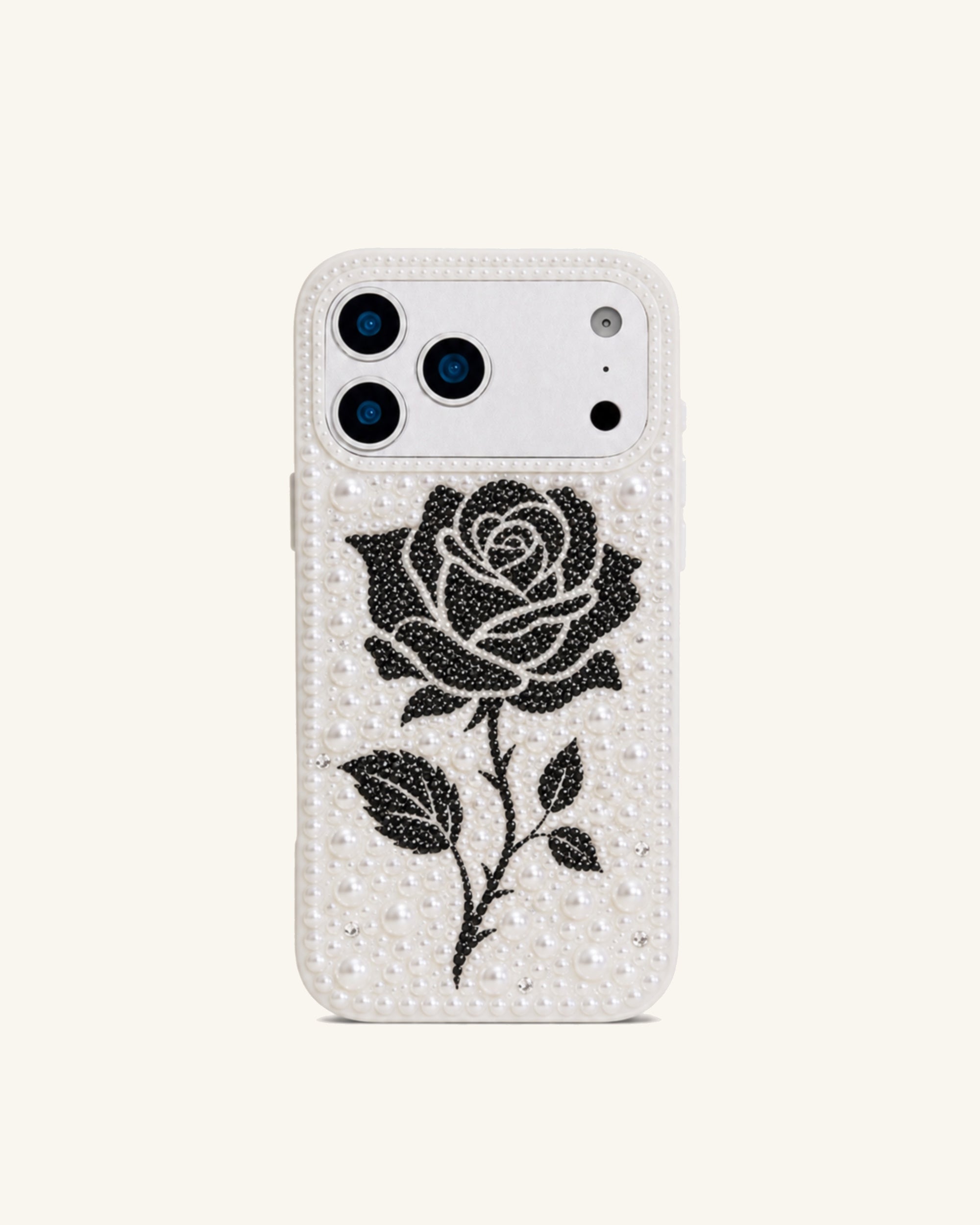Black Rose Pearl Phone Case – White