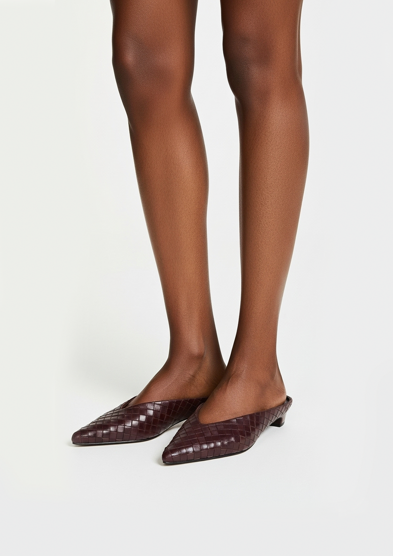 Ruby Woven Mules – Burgundy