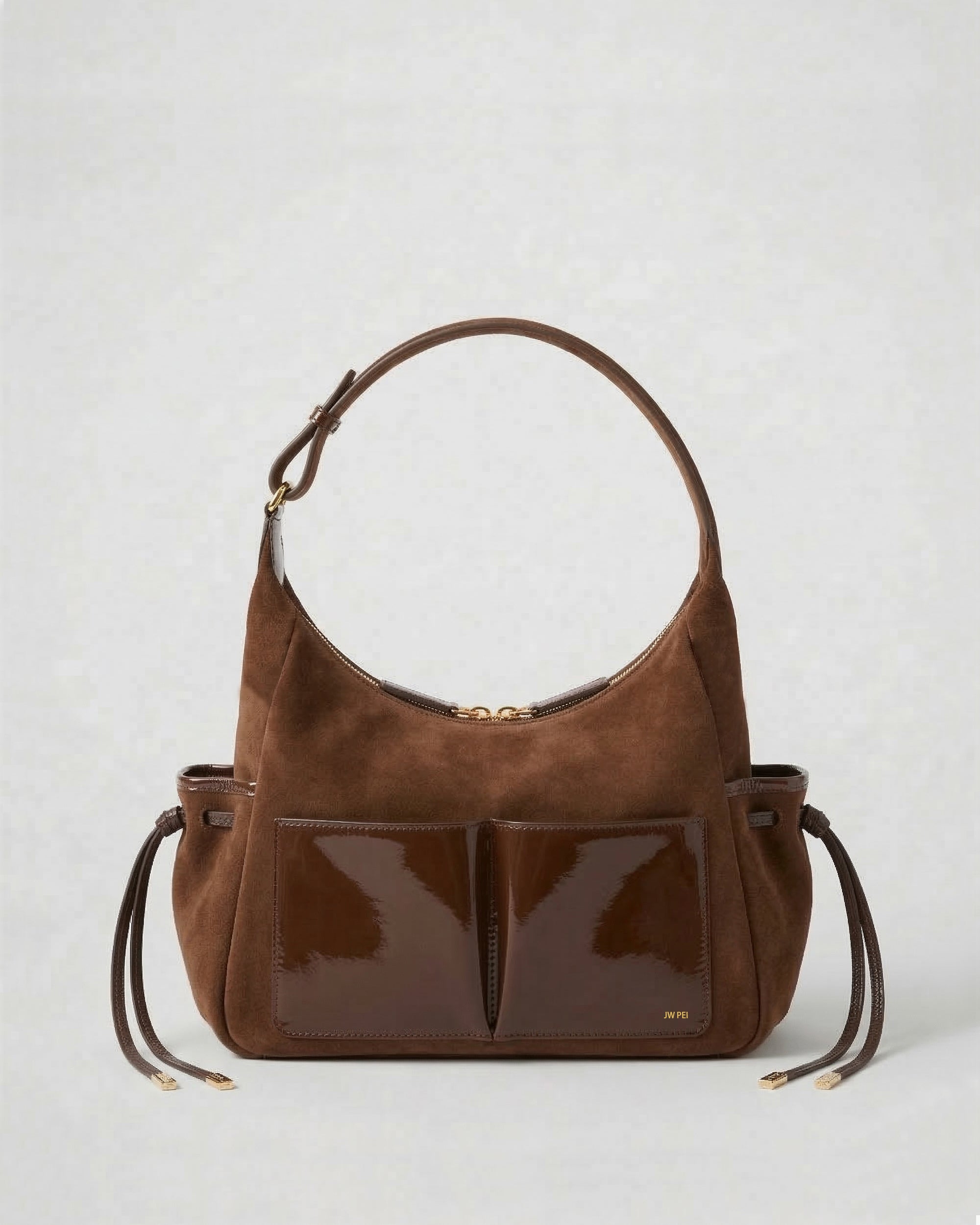 Luna Faux Suede Shoulder Bag - Brown