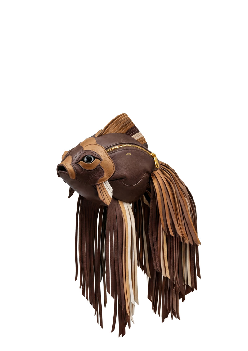 Fringed Goldfish Crossbody Bag – Brown