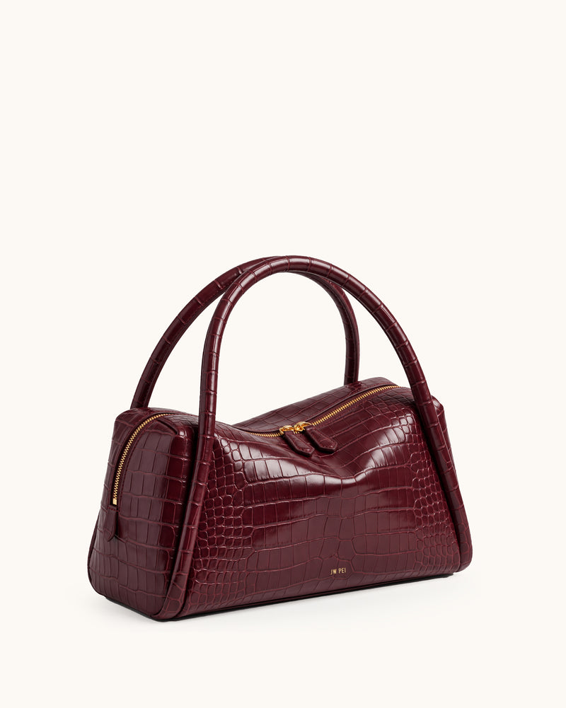 Avery Top Handle Barrel Bag - Red Croc