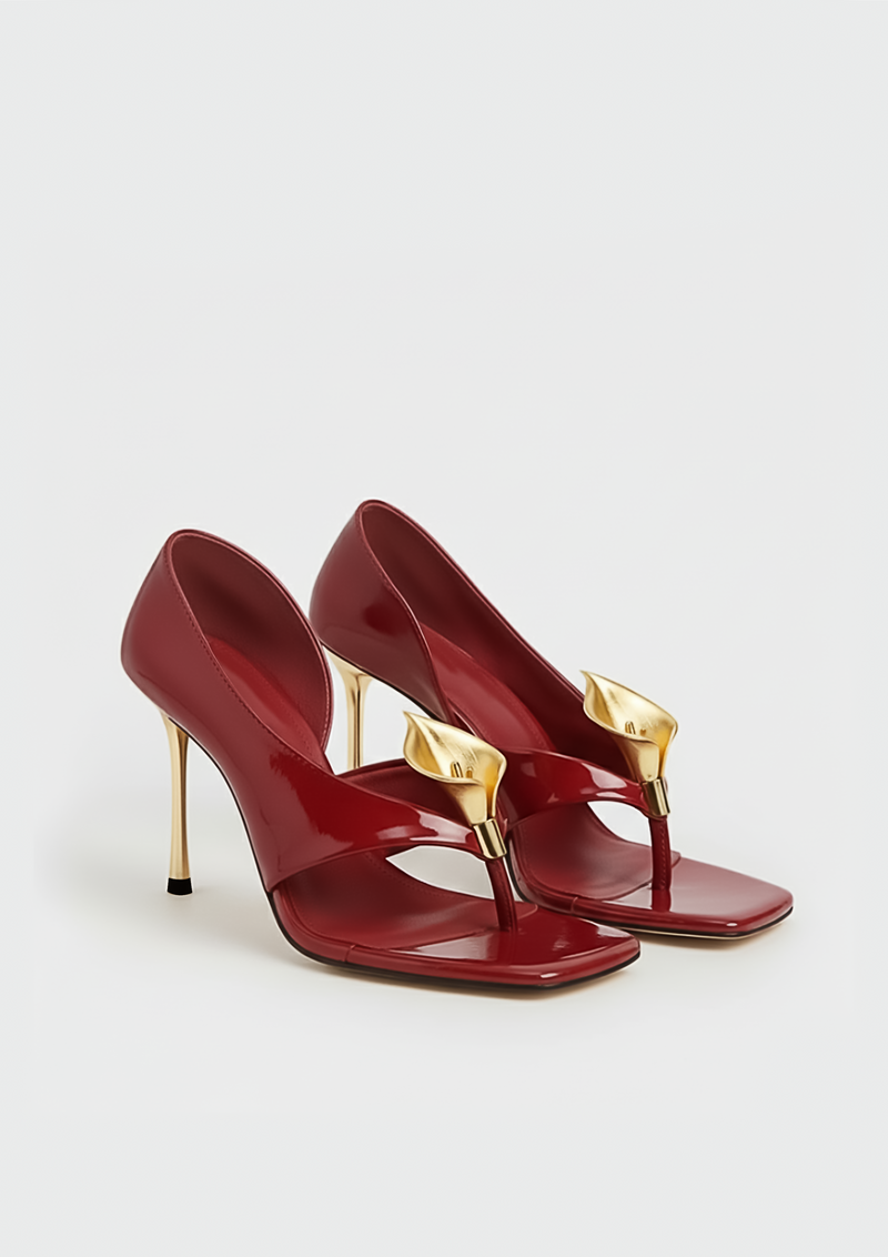 Ruby Sculpted Sandals – Red
