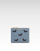 Dachshund Embroidered Denim Bifold Wallet - Blue
