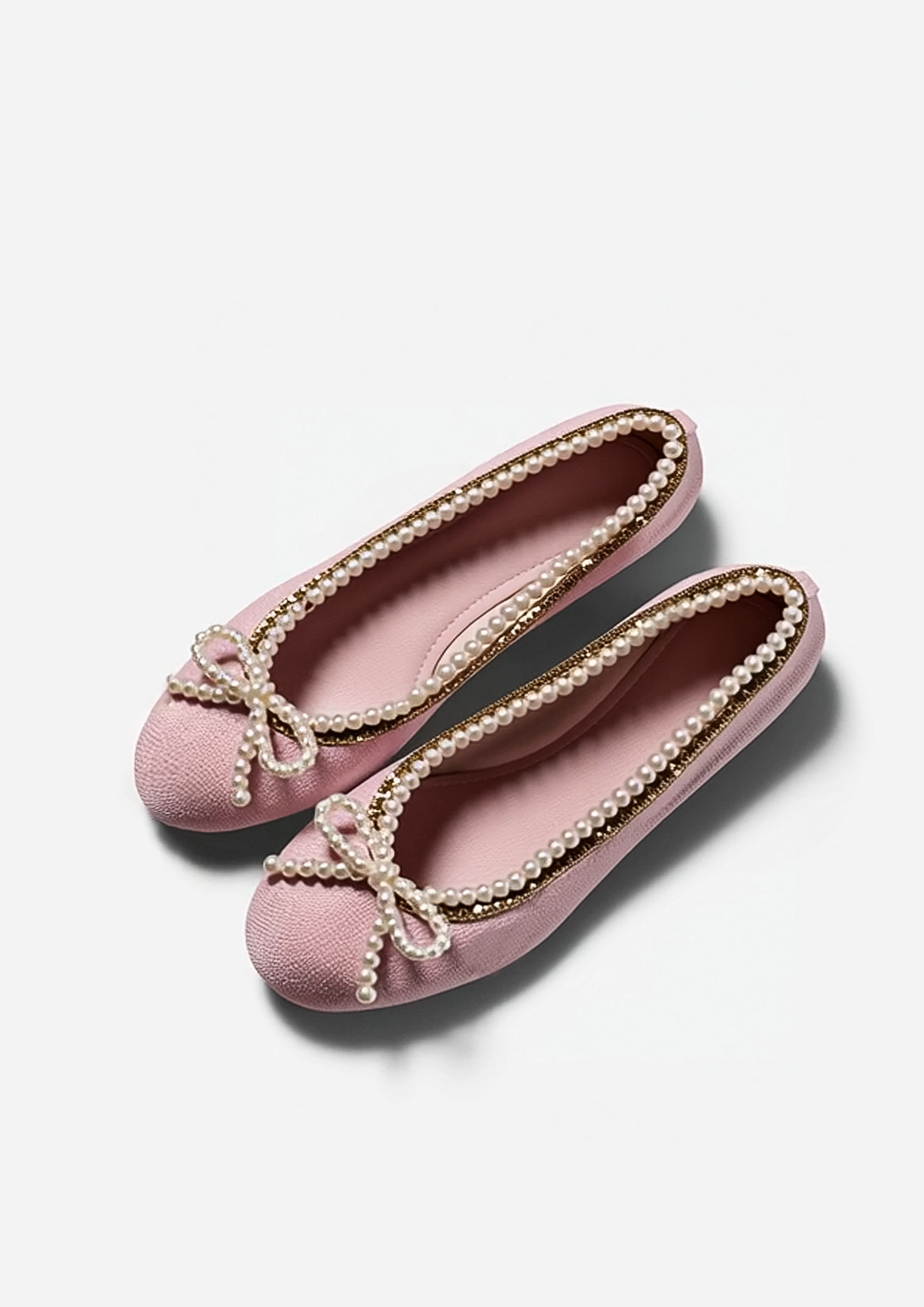 Ella Pearl Bow Flats – Pink