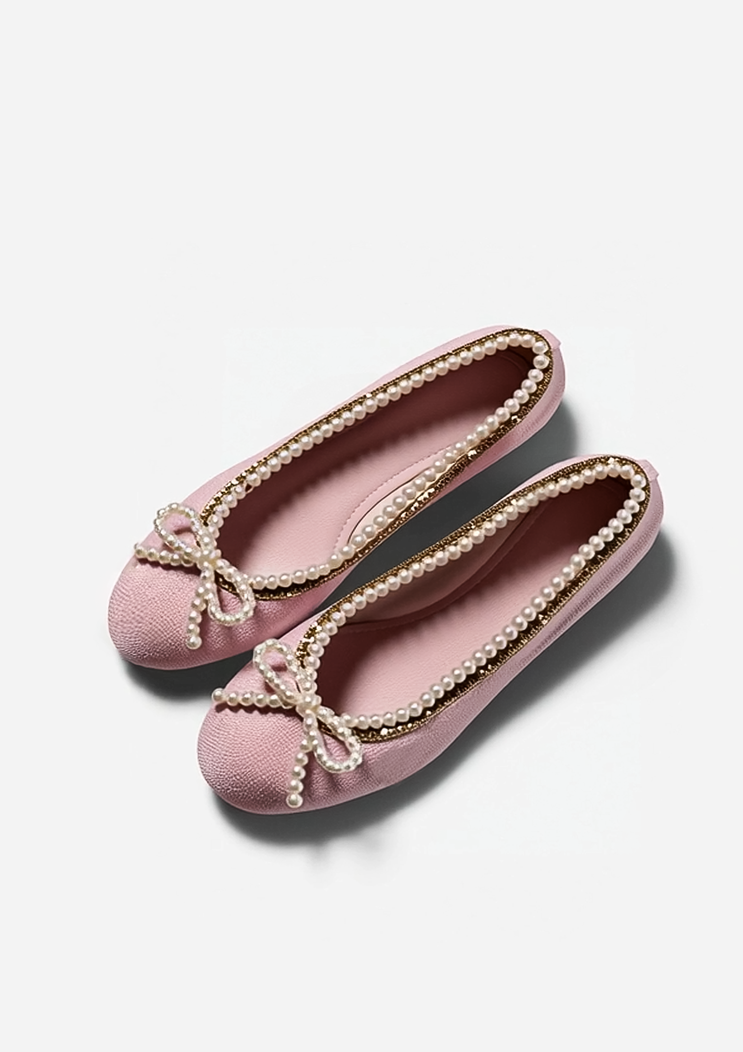 Ella Pearl Bow Flats – Pink