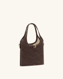 Brooke Mini Belted Embellished Top Handle Bag - Dark Brow