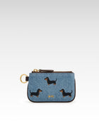 Dachshund Embroidered Denim Coin Purse – Blue