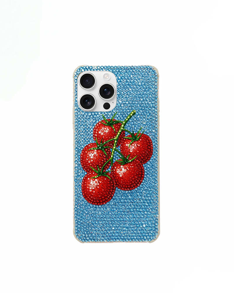 Tomato Cluster Artificial Crystal Phone Case – Blue