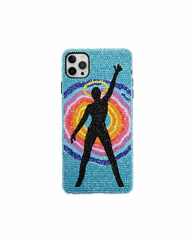 Rainbow Silhouette Artificial Crystal Phone Case – Blue