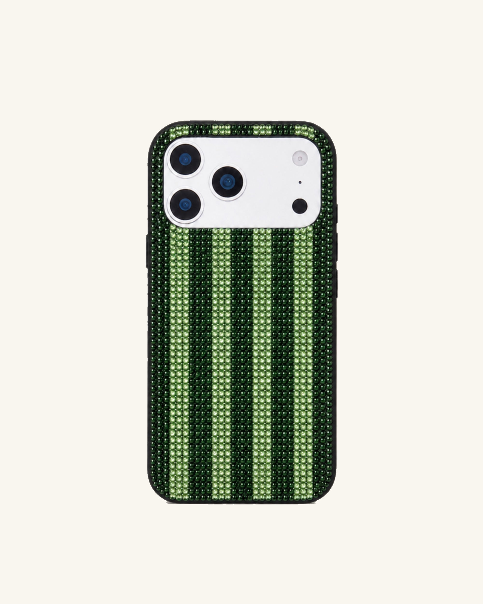 Striped Rhinestone Phone Case – Green