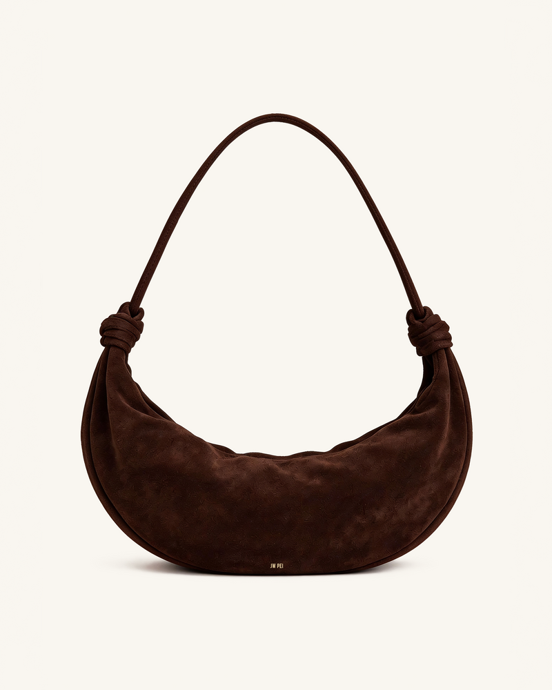 Luna Faux Suede Shoulder Bag - Brown