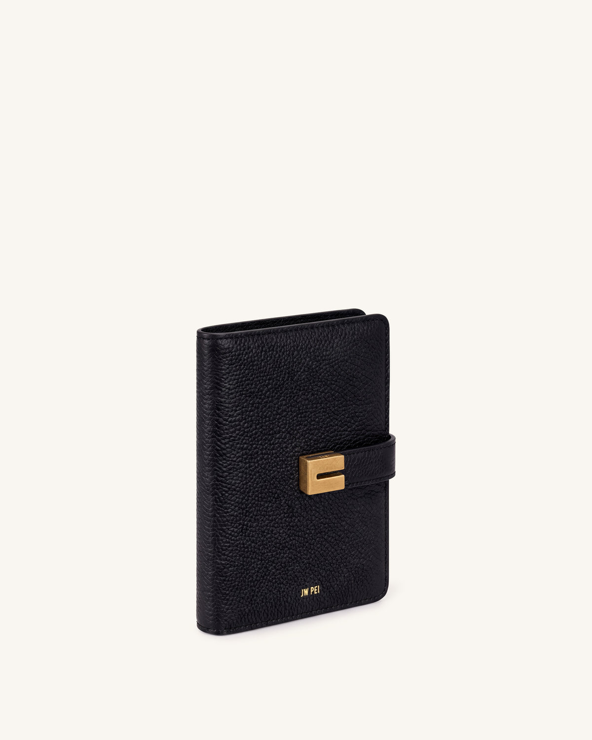 Hana Pebbled Passport Wallet – Black