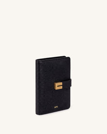Hana Pebbled Passport Wallet – Black