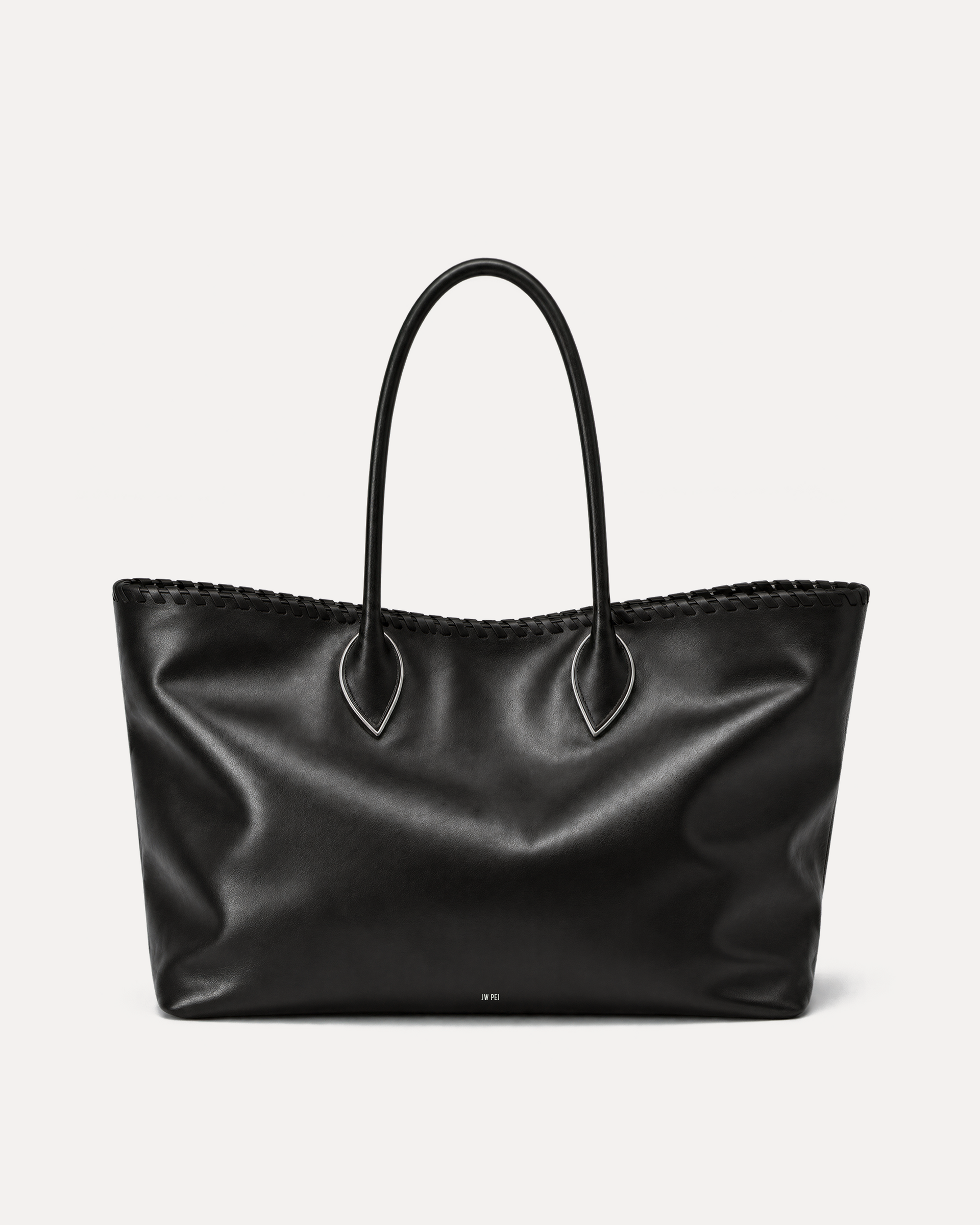 Erin Woven Trim Tote - Black | JW PEI