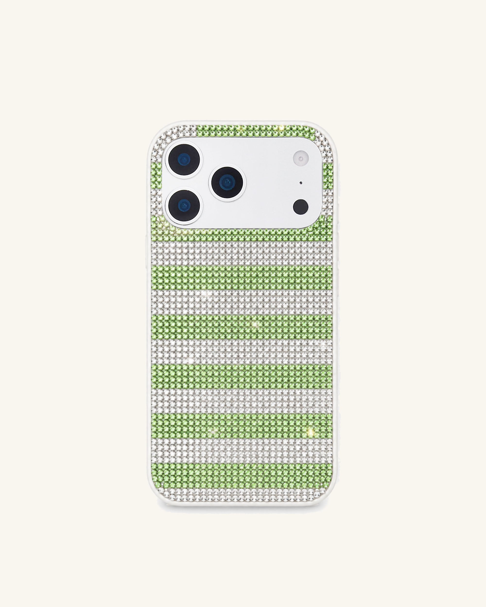 Striped Artificial Crystal Phone Case - Green