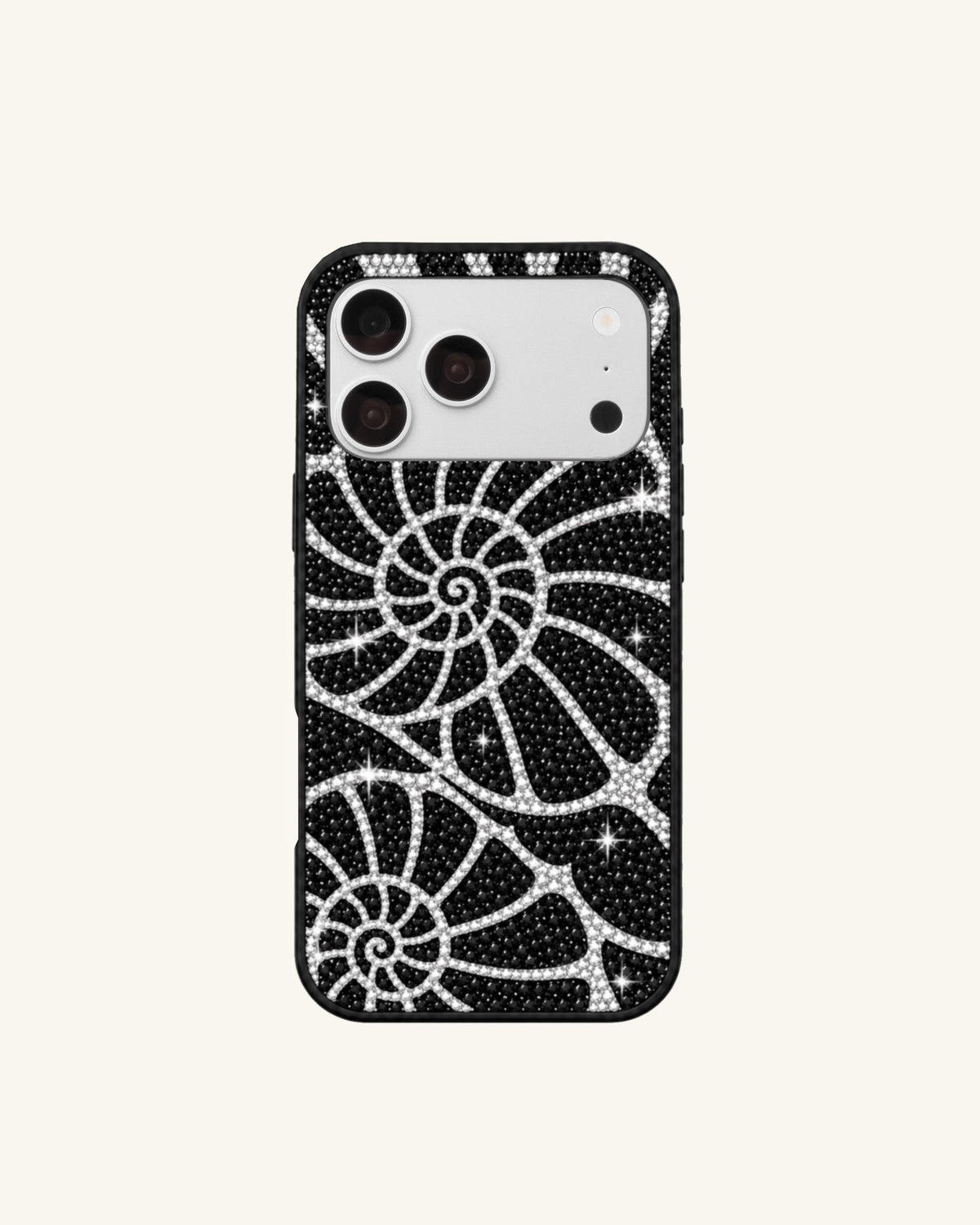 Spiral Rhinestone Phone Case – Black