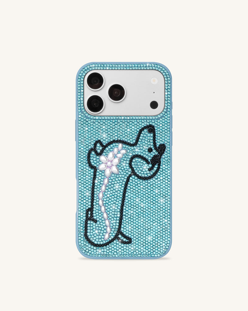 Elegant Dachshund Artificial Crystal Phone Case - Sky Blue