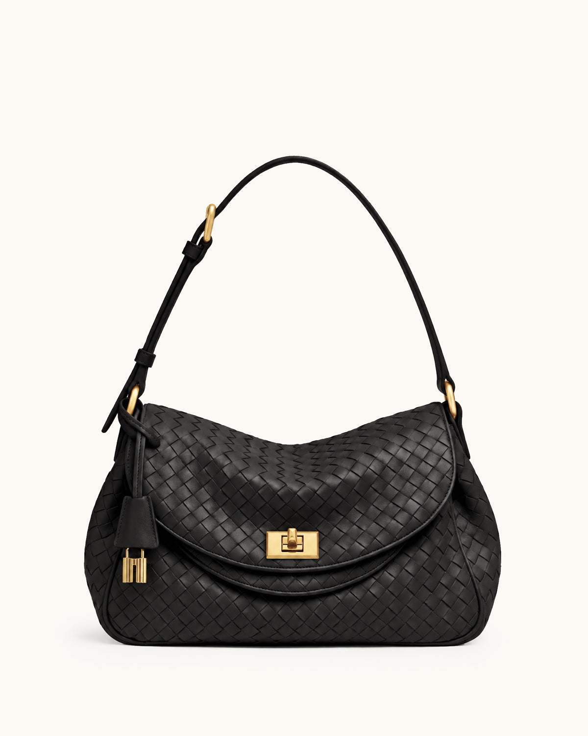 Ava Woven Hobo Bag - Black
