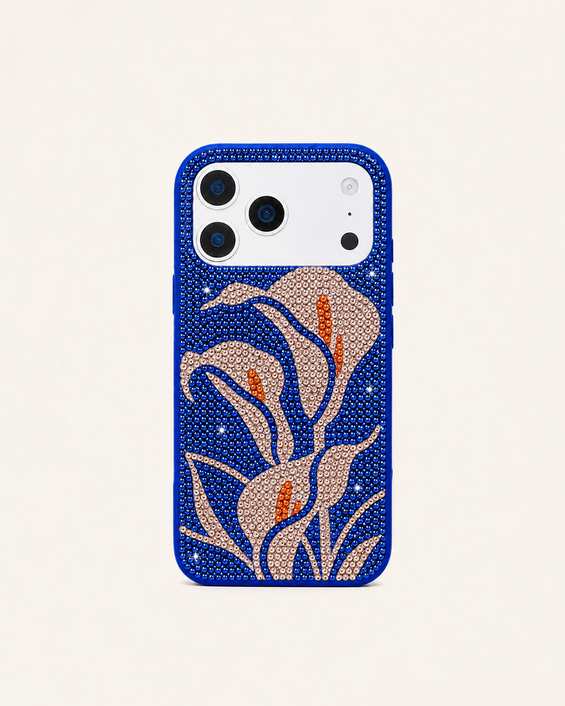 Blush Calla Lily Artificial Crystal Phone Case - Blue