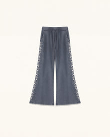 Gradient Pearl Trim Drawstring Sweatpants - Washed Slate