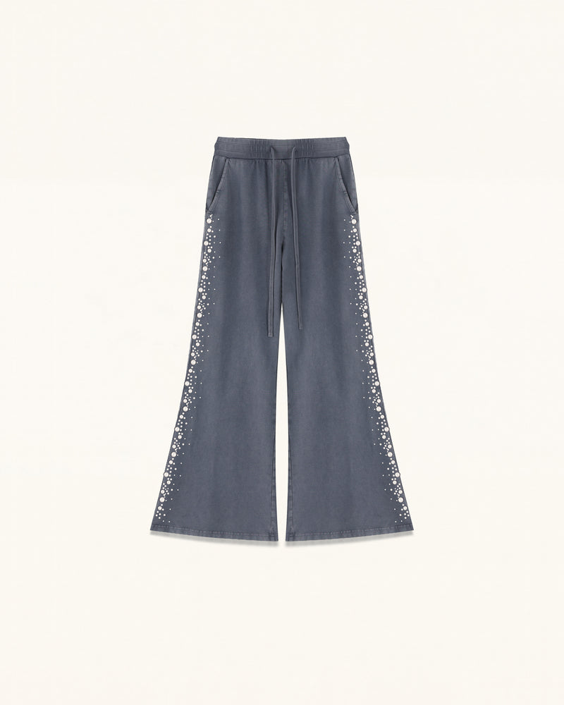 Gradient Pearl Trim Drawstring Sweatpants - Washed Slate