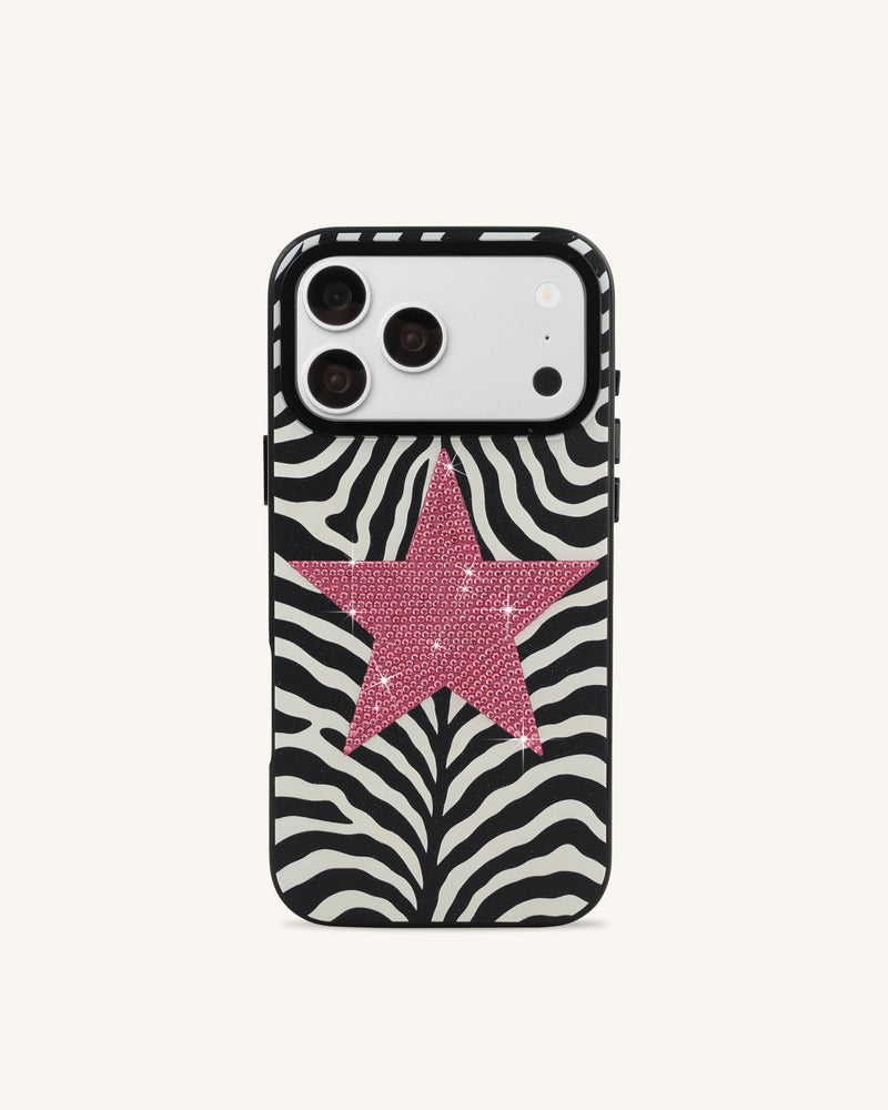 Zebra Star Phone Case - Black