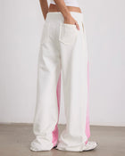 Printed Drawstring Wide Leg Pants - Pink and White