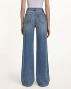 The Enchanted Pink Butterfly Wide-Leg Jeans - Coastal Blue