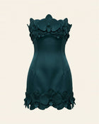 Orchid Trim Strapless Mini Dress - Dark Green