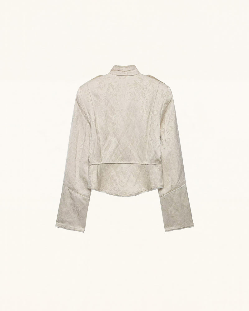 Jacquard Military-Inspired Jacket - Ivory