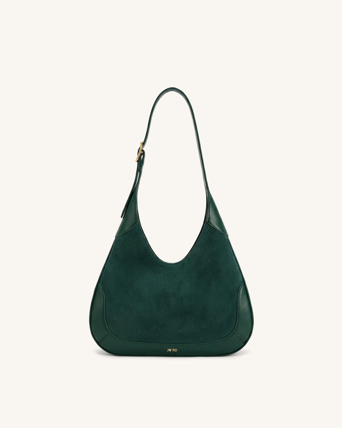 Willow Faux Suede Trim Hobo Bag - Dark Green