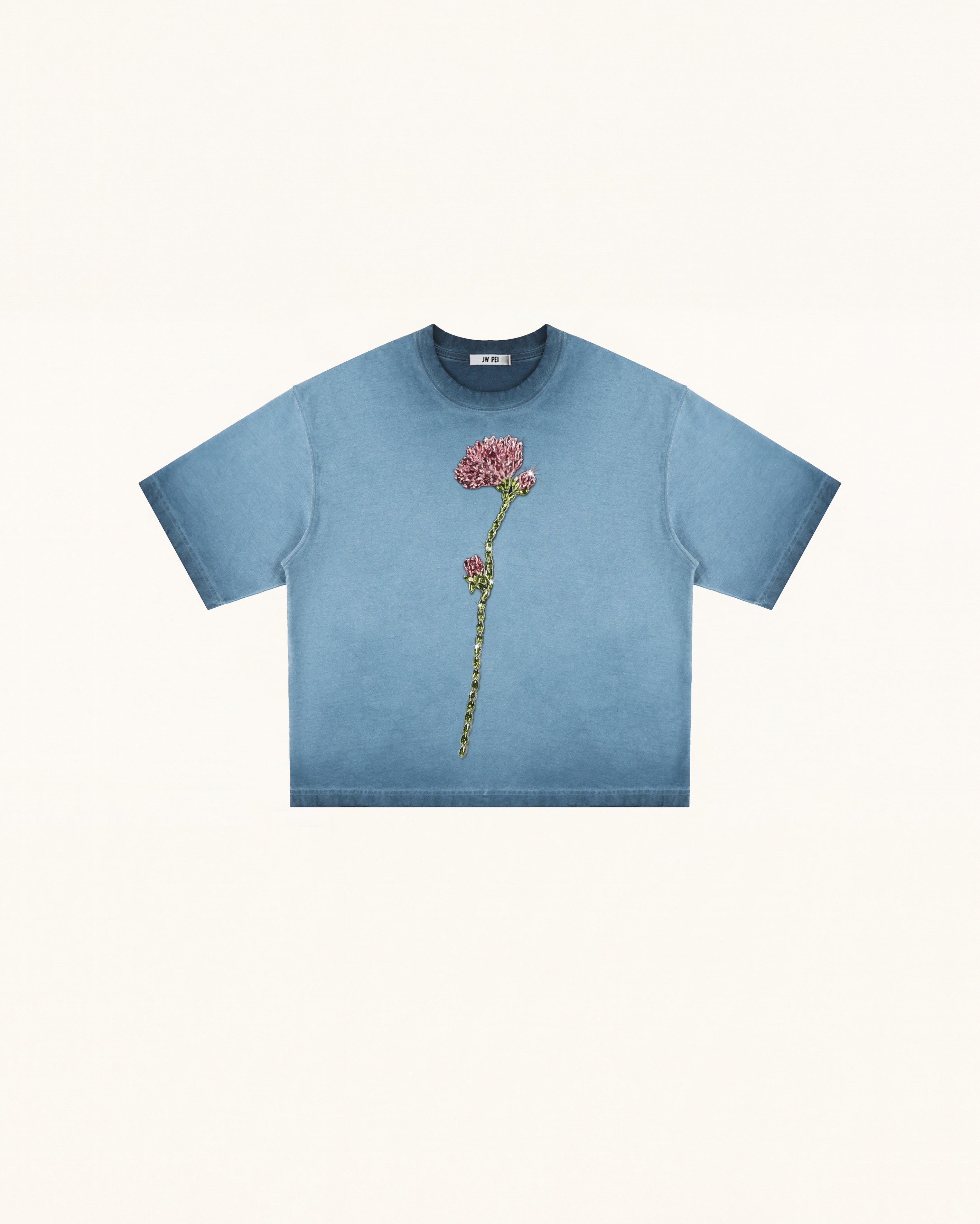 The Enchanted Rhinestone Rose Tee - Acid Blue | JW PEI