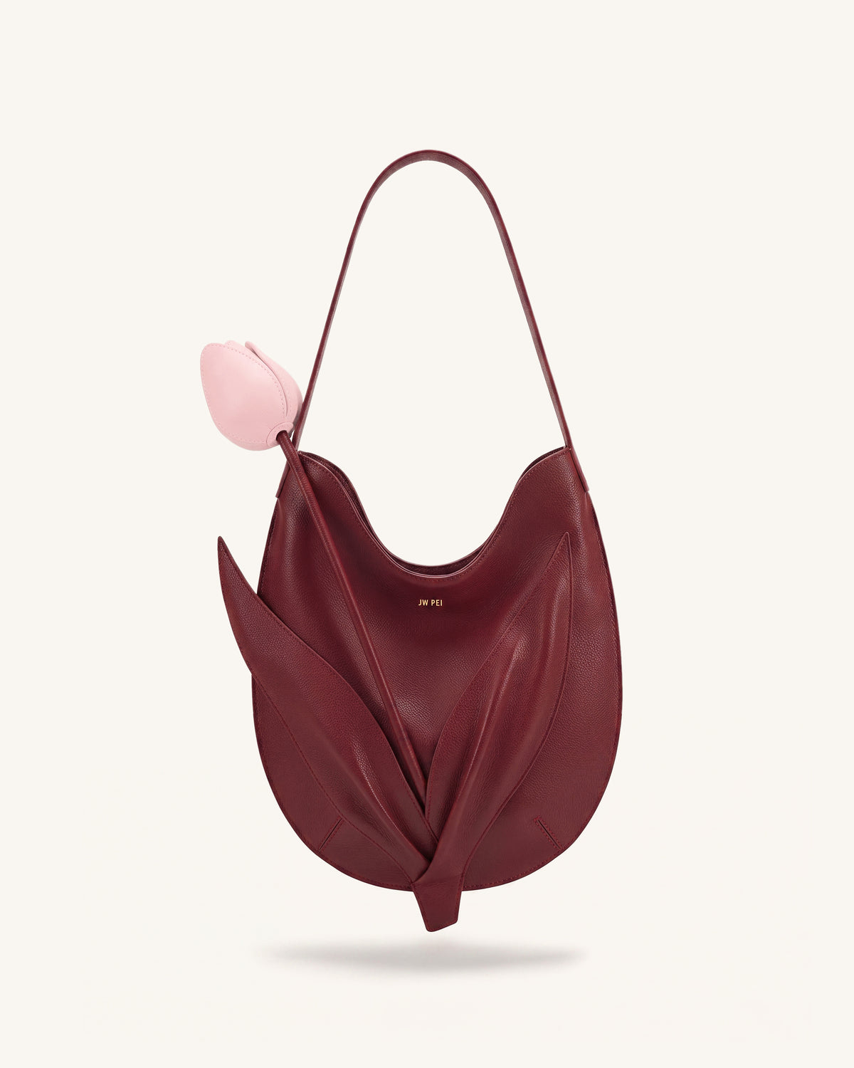 Tulip Shape Shoulder Bag -  Burgundy