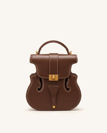 Violin Shape Top Handle Bag - Dark Brown