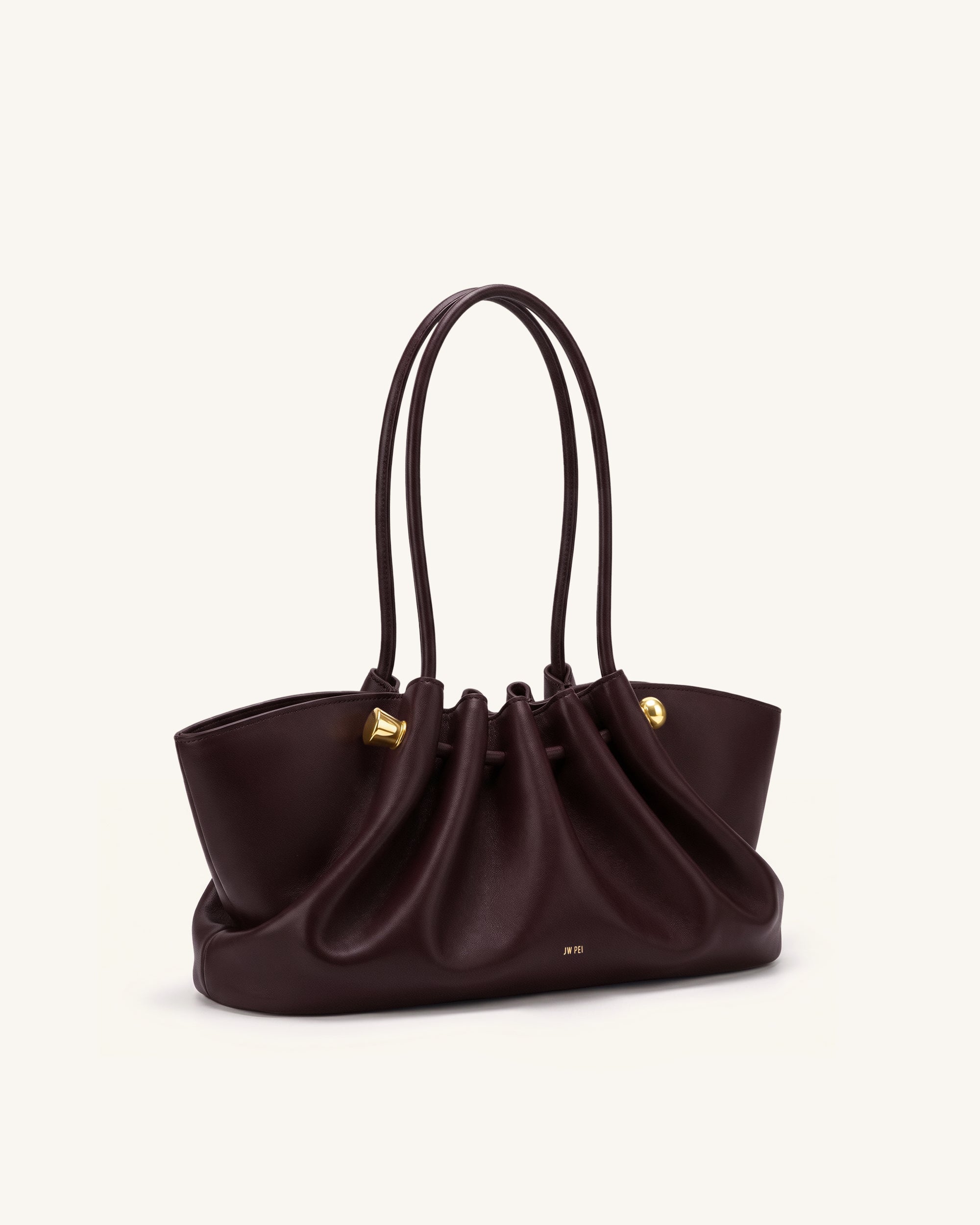 Naomi Gathered Long Handle Shoulder Bag - Deep Burgundy