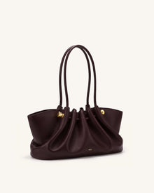 Naomi Gathered Long Handle Shoulder Bag - Deep Burgundy