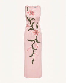 Lily Floral Print Sleeveless Column Maxi Dress - Light Pink