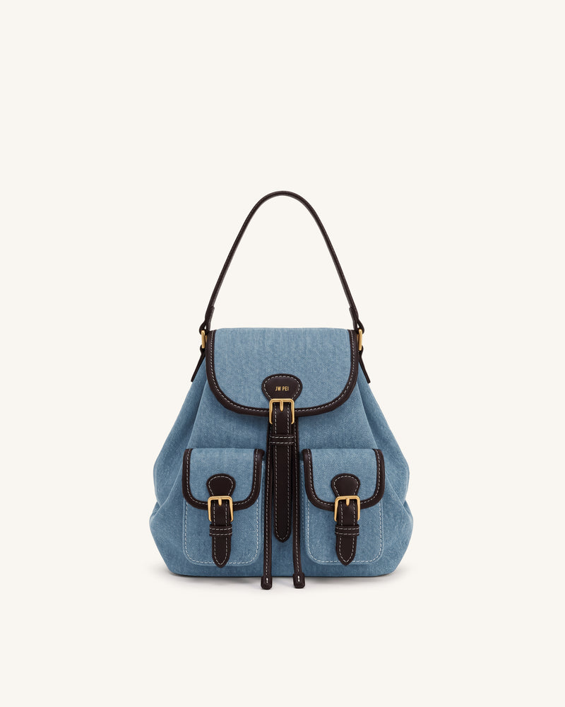 Harper Buckle Pocket Backpack - Light Blue Denim