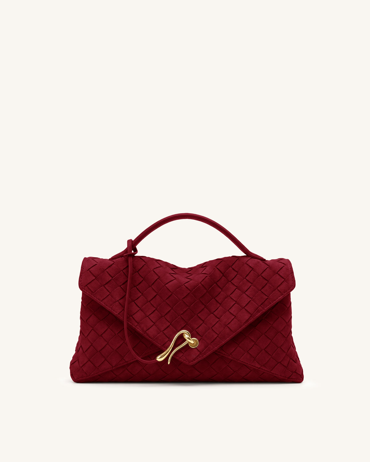 Celeste Faux Suede Woven Envelope Bag - Berry Red