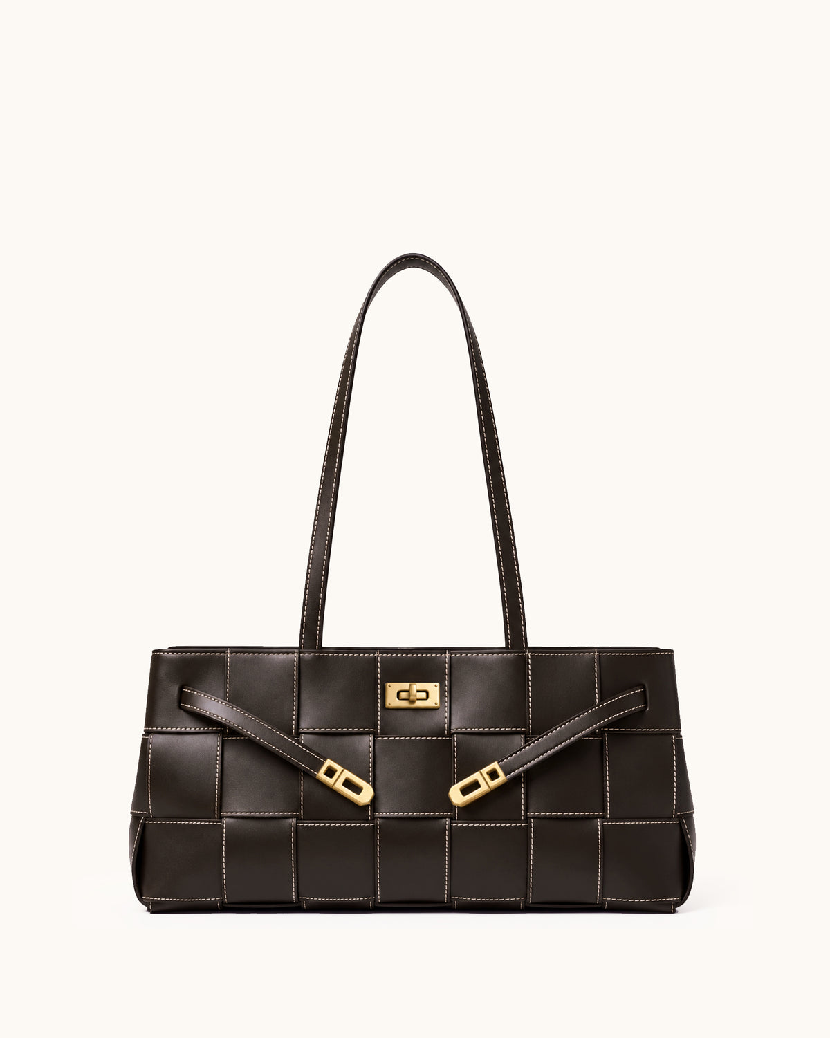 Nadine Woven Strap Tote Bag - Dark Brown