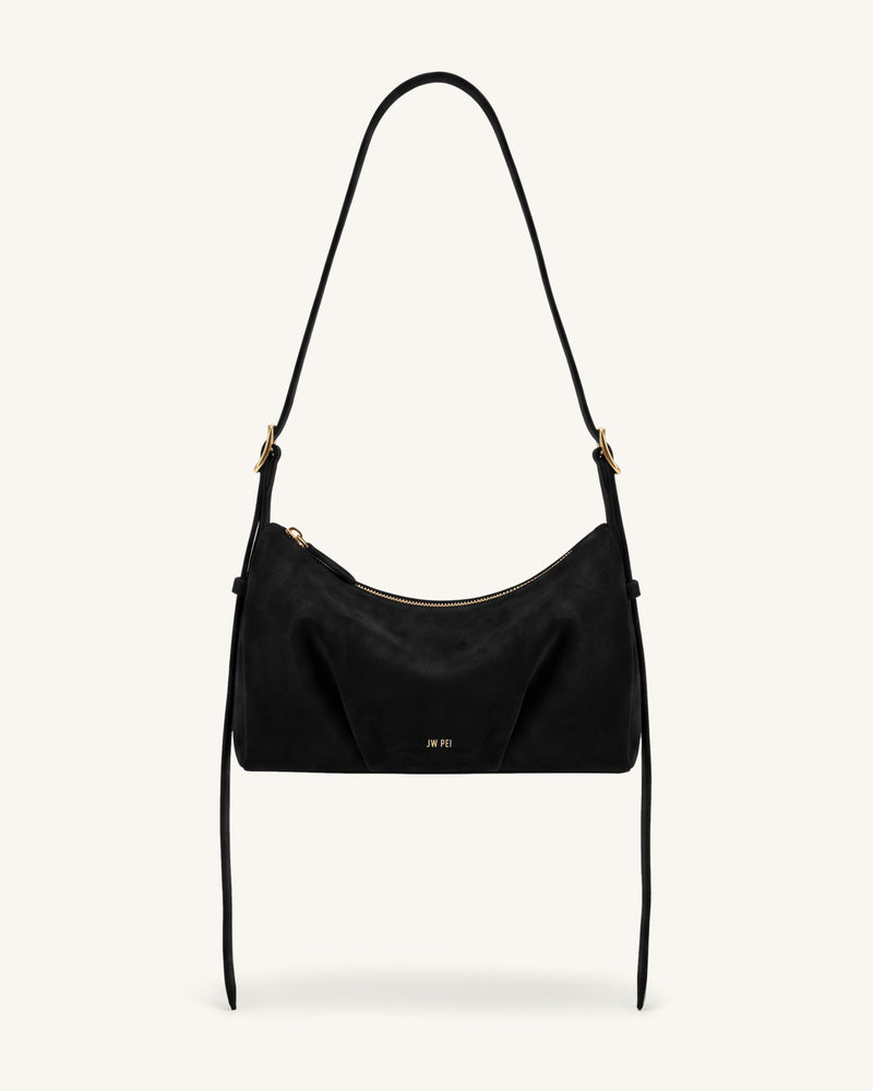 Loriette Faux Suede Crossbody Bag - Black