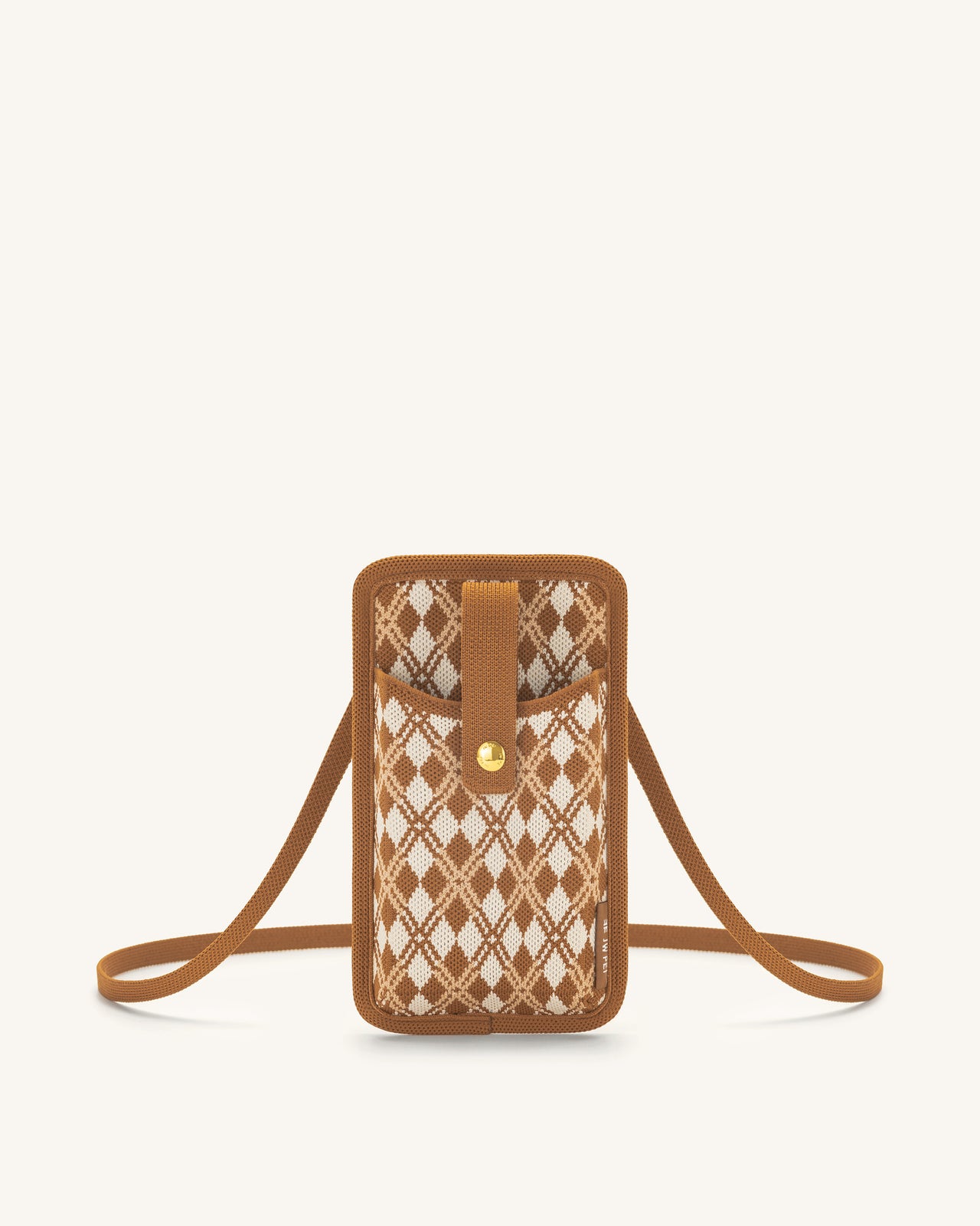 Aylin Knitted Phone Bag - Brown & Beige