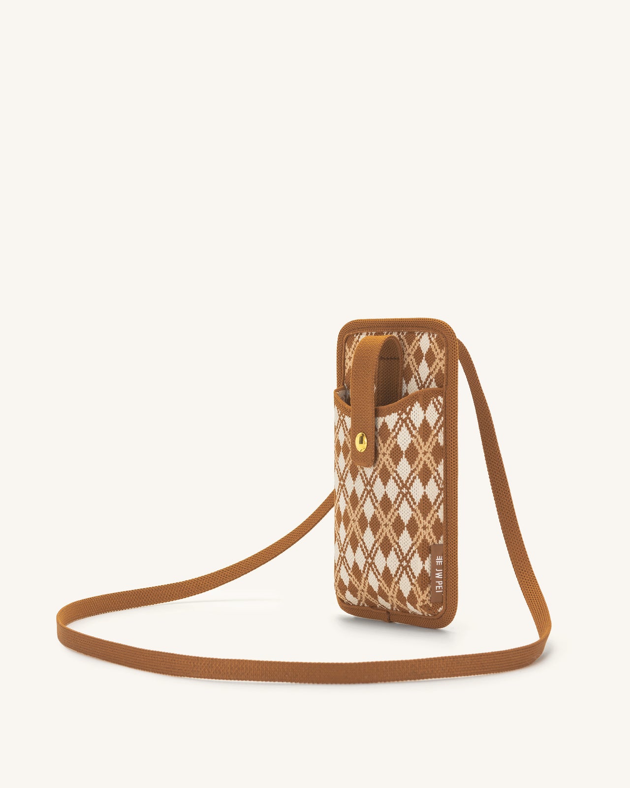 Aylin Knitted Phone Bag - Brown & Beige