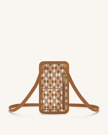 Aylin Knitted Phone Bag - Brown & Beige