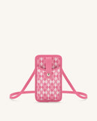 Aylin Knitted Phone Bag -  Pink & Hot Pink
