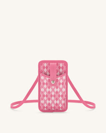 Aylin Knitted Phone Bag -  Pink & Hot Pink