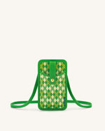 Aylin Knitted Phone Bag - Green & Yellow