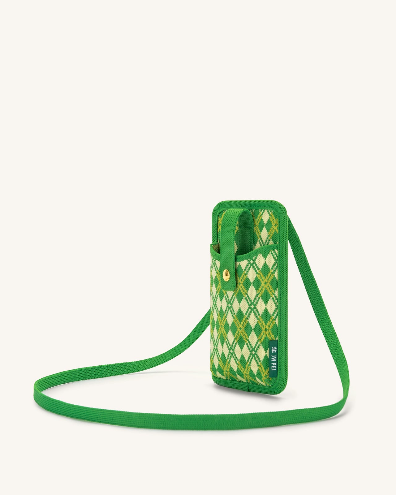 Aylin Knitted Phone Bag - Green & Yellow